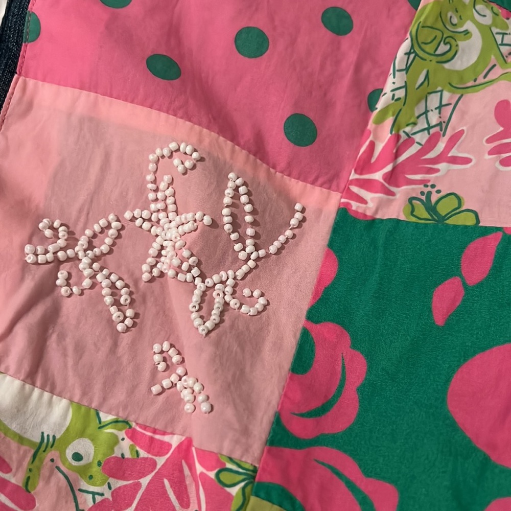 Holy grail super rare limited edition patchwork blue jeans Lilly Pulitzer sz 16 - Picture 3 of 9